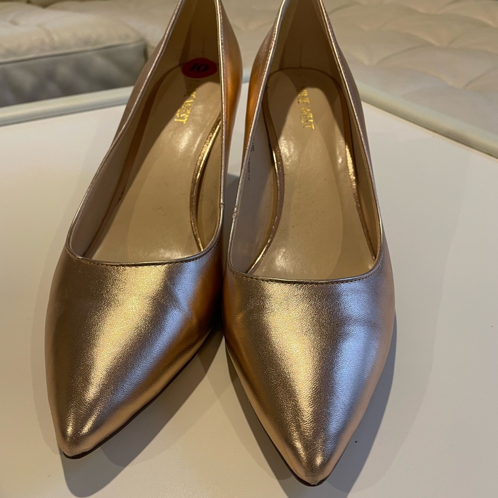 Rose gold colored Nine West heels, size US 10